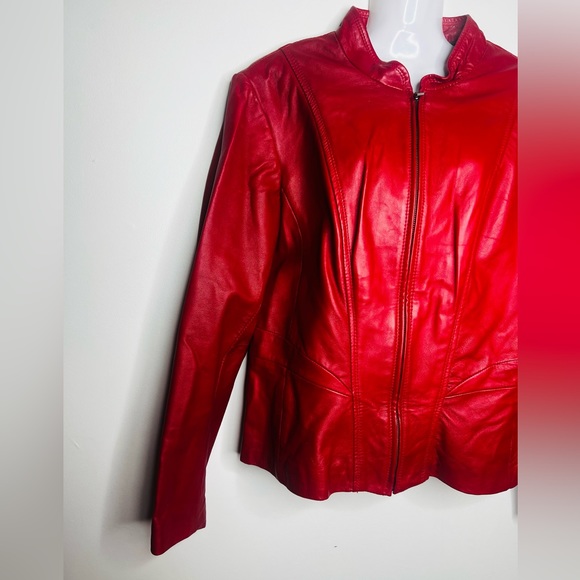 DANIER RED LEATHER JACKET GENUINE LEATHER - Picture 3 of 6